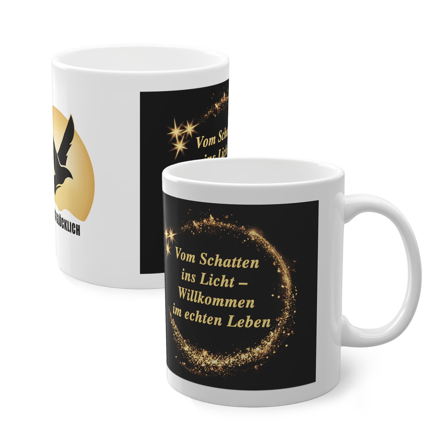 Geschenk Tasse Neuanfang & Klarheit – Vom Schatten ins Licht Statement | Keramiktasse nüchtern leben | Prostlos Glücklich Tasse | Motivation