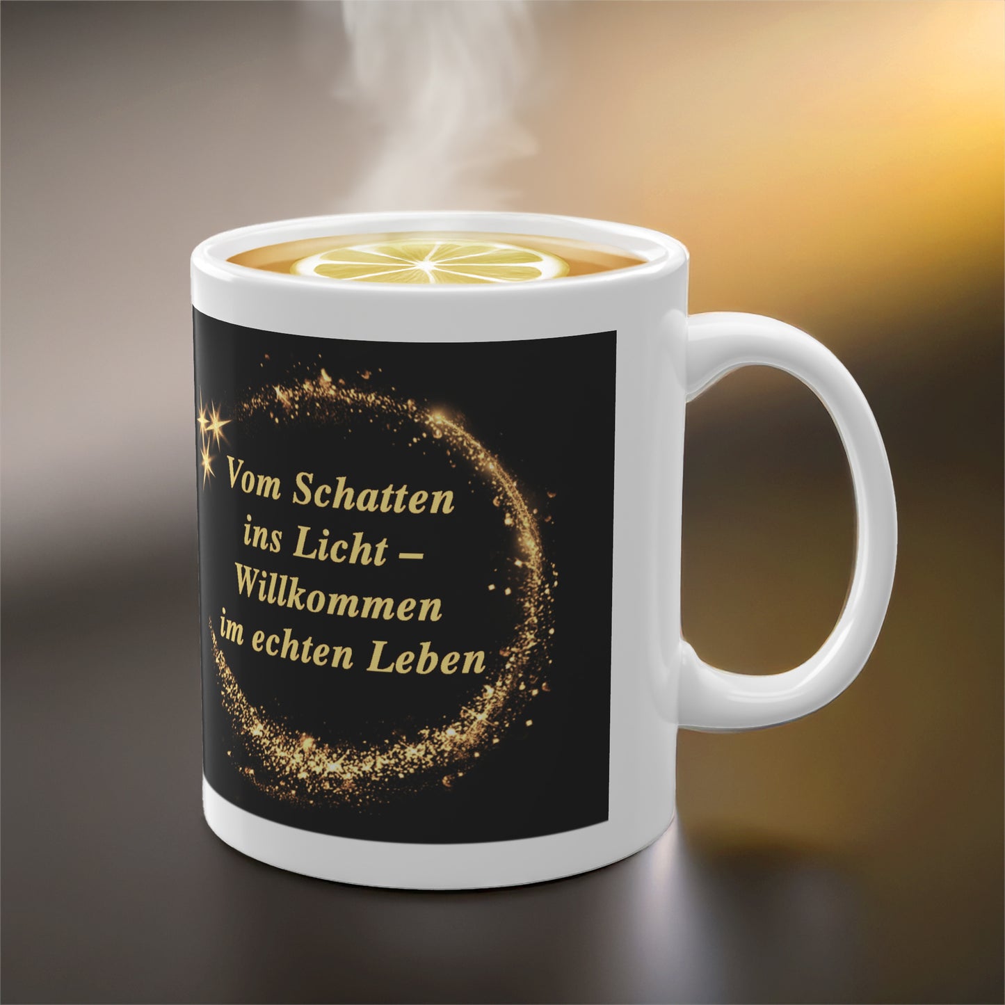 Geschenk Tasse Neuanfang & Klarheit – Vom Schatten ins Licht Statement | Keramiktasse nüchtern leben | Prostlos Glücklich Tasse | Motivation