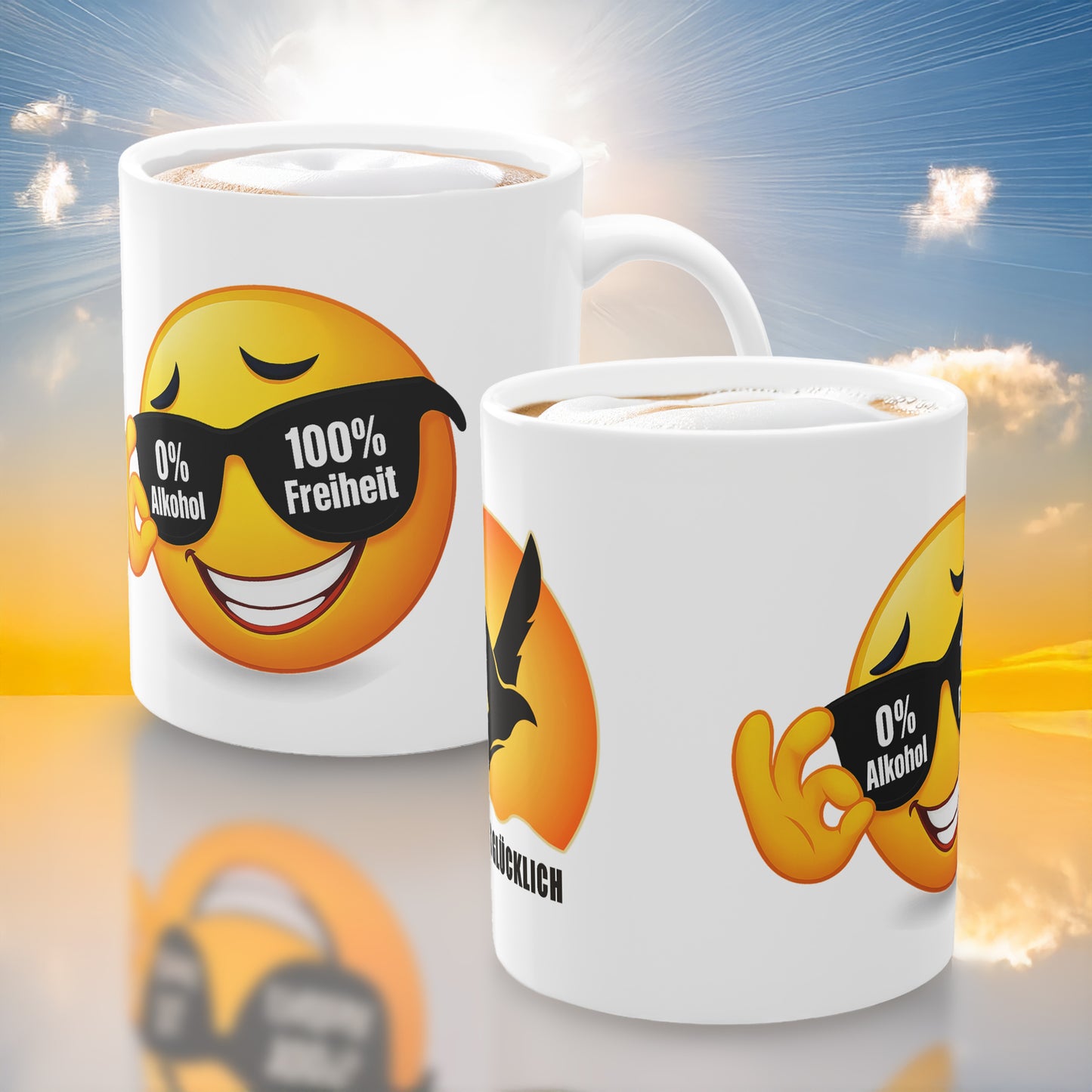 Geschenk Tasse Freiheit und Selbstbestimmung – 0 % Alkohol Statement | Keramiktasse mutig leben | Prostlos Glücklich® Tasse | Motivation