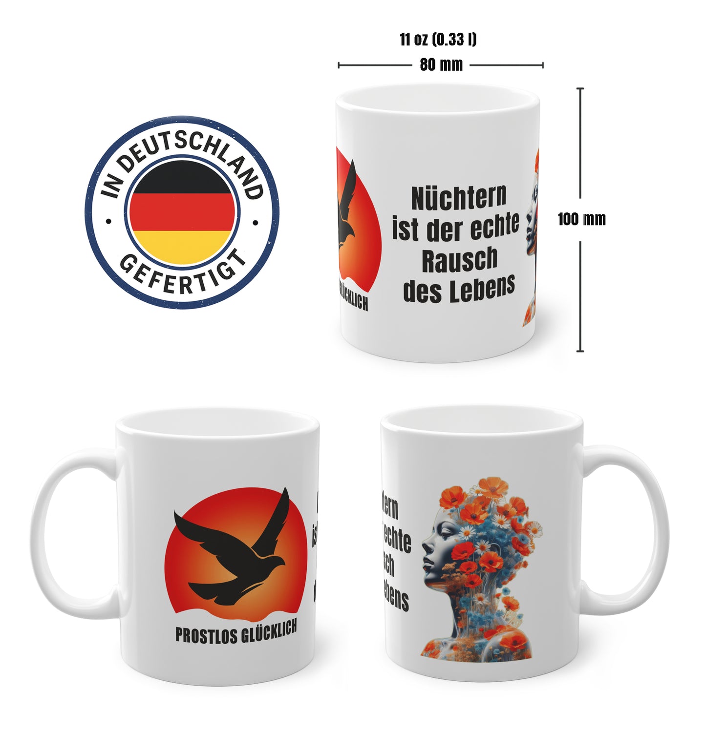 Geschenk Tasse nüchternes Leben – Klarheit & Lebensfreude | Nüchtern ist der echte Rausch Statement | Prostlos Glücklich Tasse | Inspiration