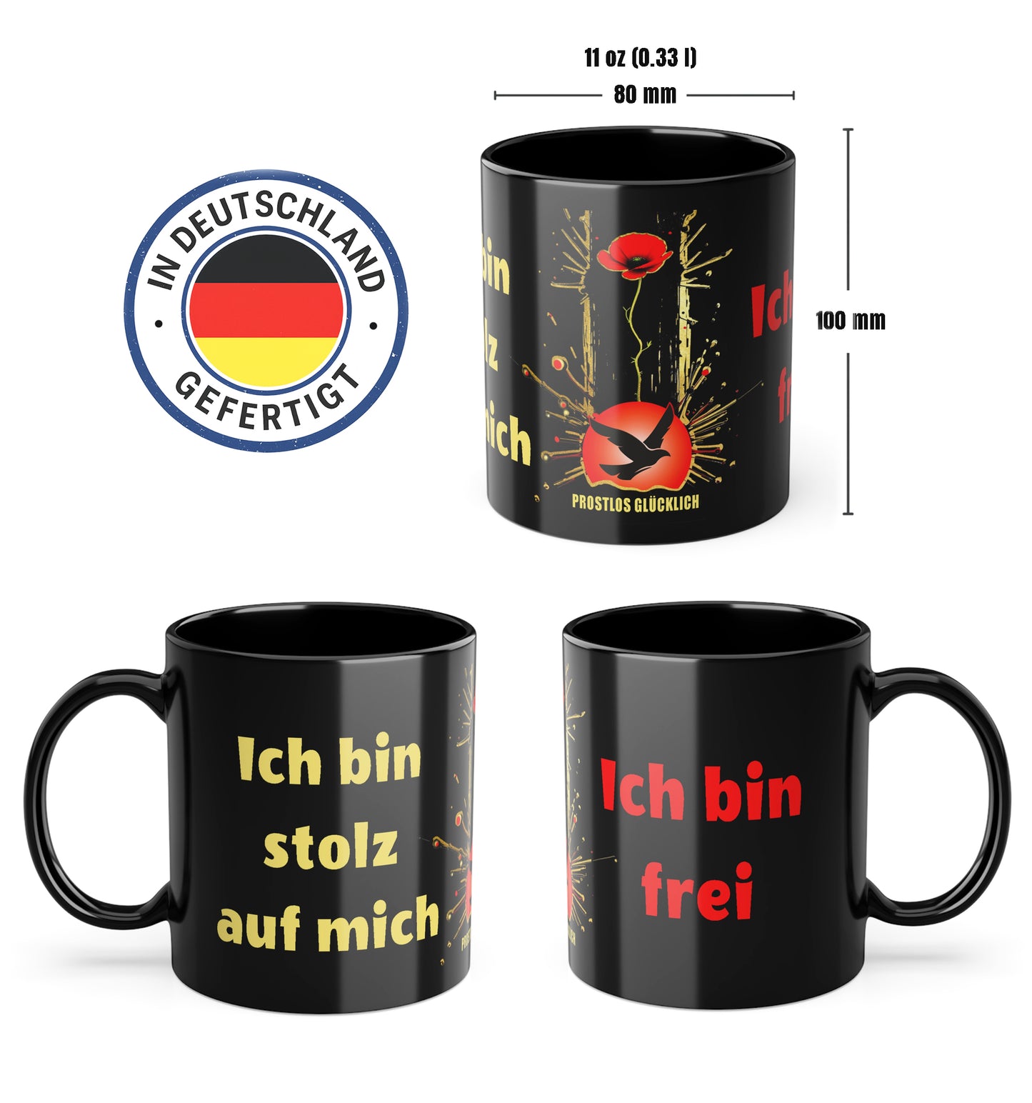 Geschenk Tasse Selbstrespekt & Freiheit – Statement für inneren Stolz | Keramiktasse bewusst leben | Prostlos Glücklich® Tasse | Inspiration