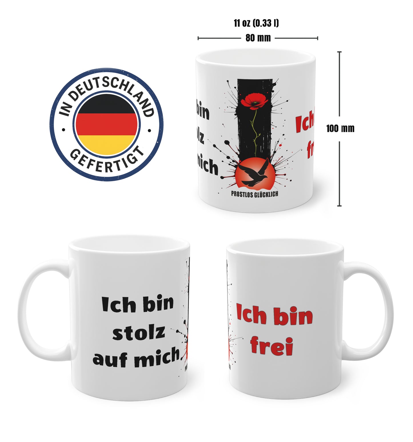 Geschenk Tasse Selbstrespekt & Freiheit – Statement für inneren Stolz | Keramiktasse bewusst leben | Prostlos Glücklich® Tasse | Inspiration