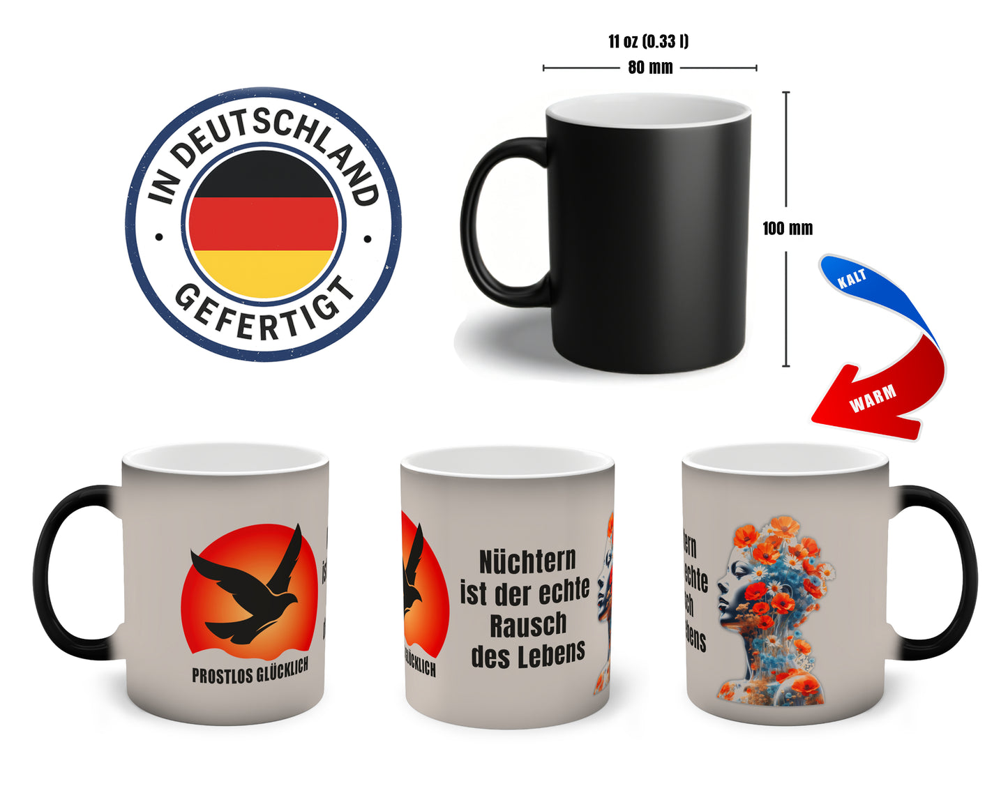Nüchtern ist der echte Rausch des Lebens – Tasse für Klarheit & Lebensfreude | Prostlos Glücklich Geschenk mit Bedeutung