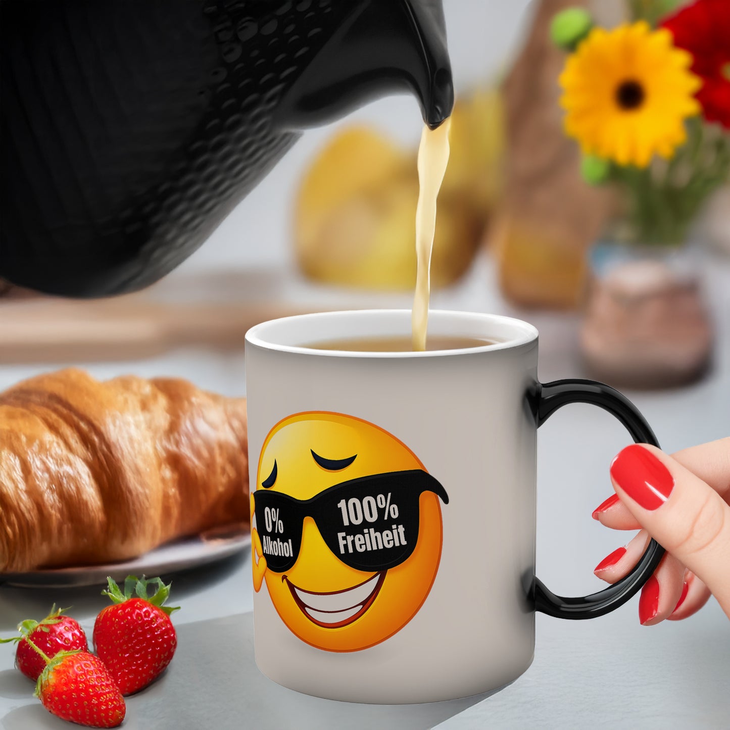 0 % Alkohol – 100 Prozent Freiheit | Tasse für Mut und Selbstbestimmung | Prostlos Glücklich Geschenk für echte Freiheit
