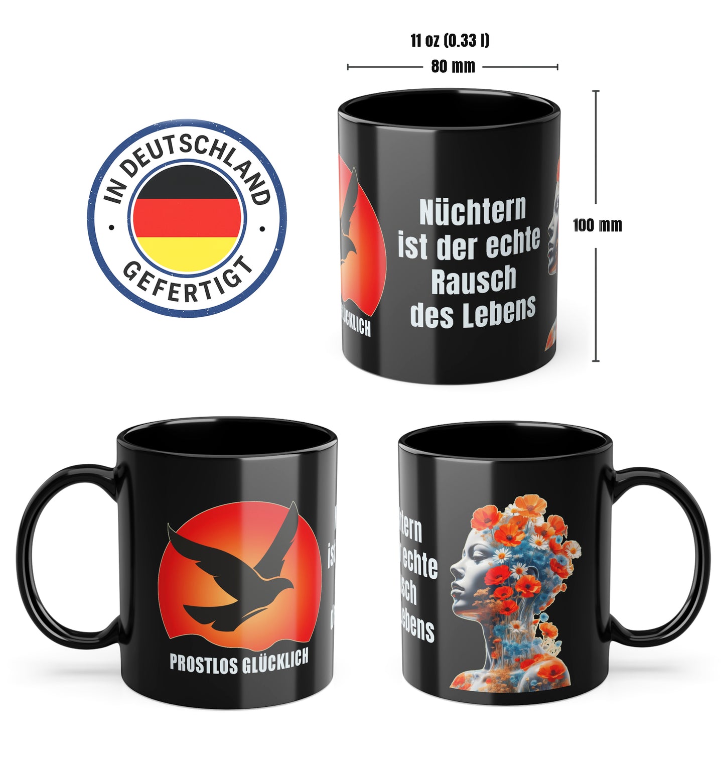 Geschenk Tasse nüchternes Leben – Klarheit & Lebensfreude | Nüchtern ist der echte Rausch Statement | Prostlos Glücklich Tasse | Inspiration