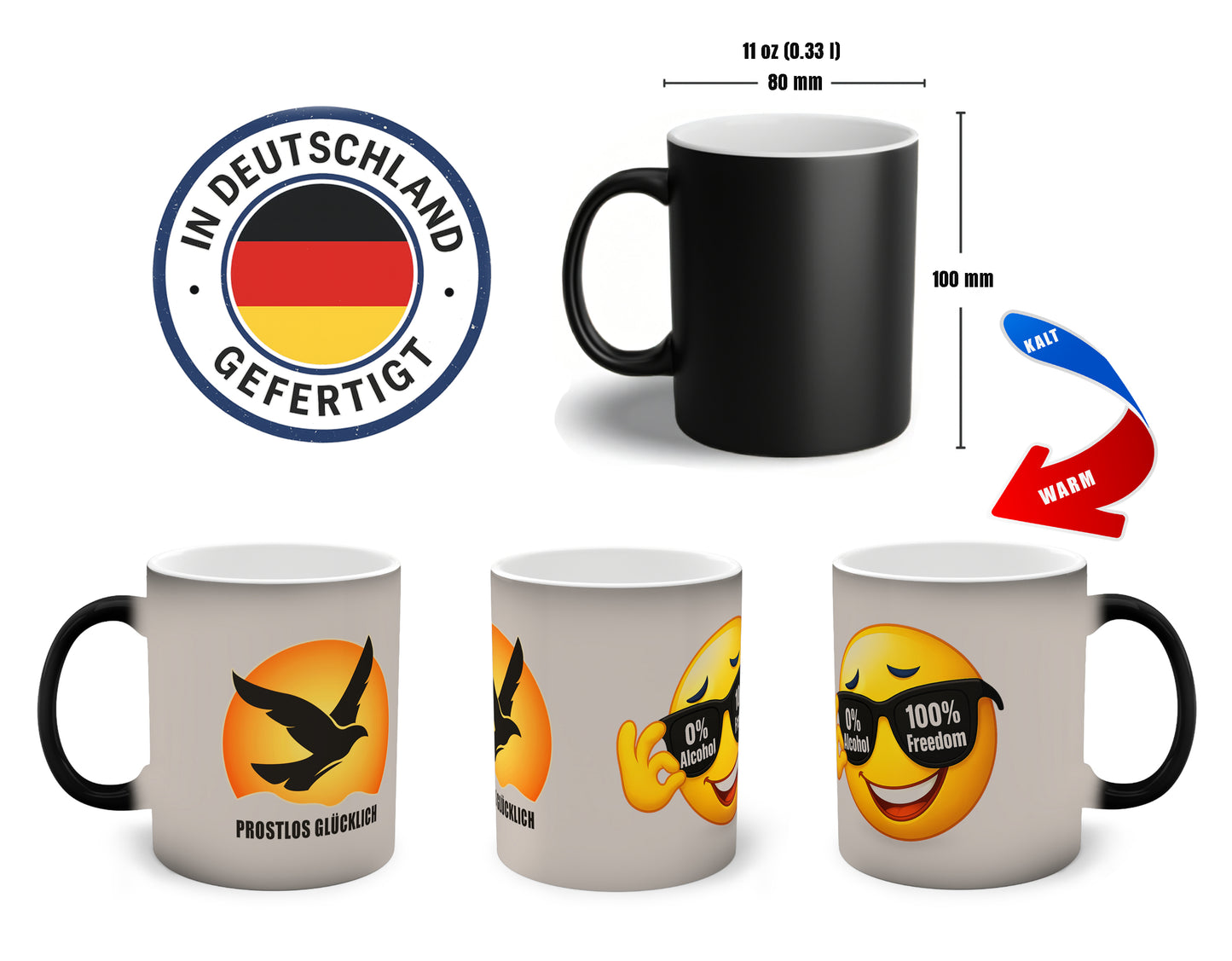 0 % Alcohol – 100 Prozent Freedom | Tasse für Mut & Selbstbestimmung | Prostlos Glücklich Geschenk für echte Freiheit