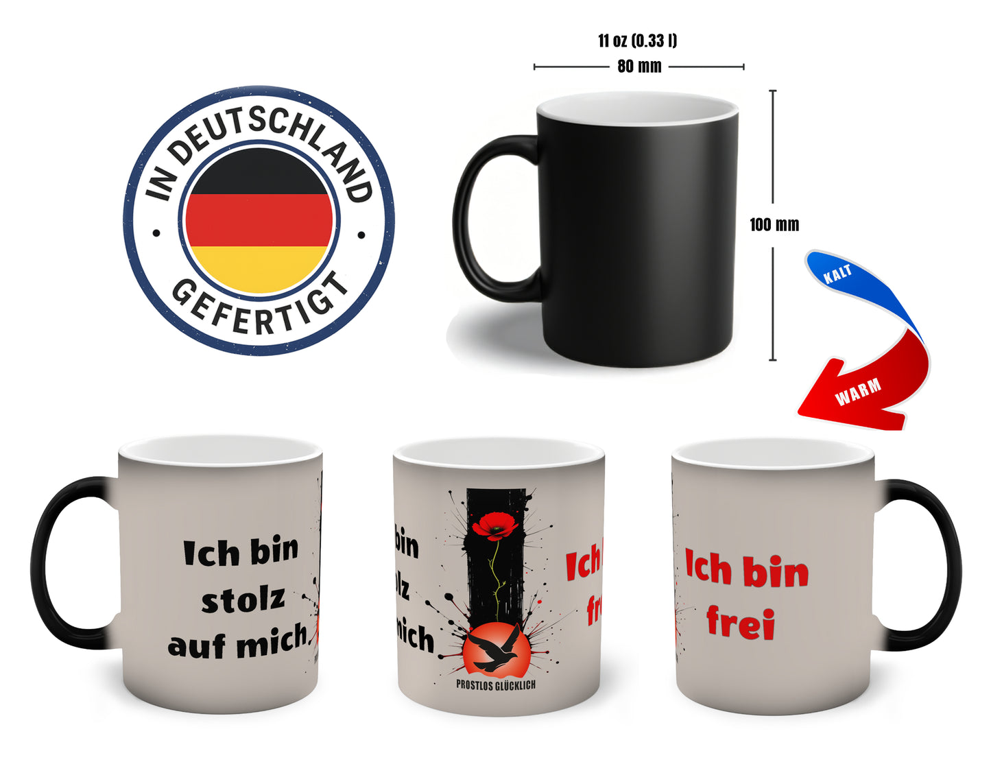 Ich bin stolz auf mich, ich bin frei | Tasse für Selbstrespekt & Freiheit | Prostlos Glücklich Geschenk für innere Würde