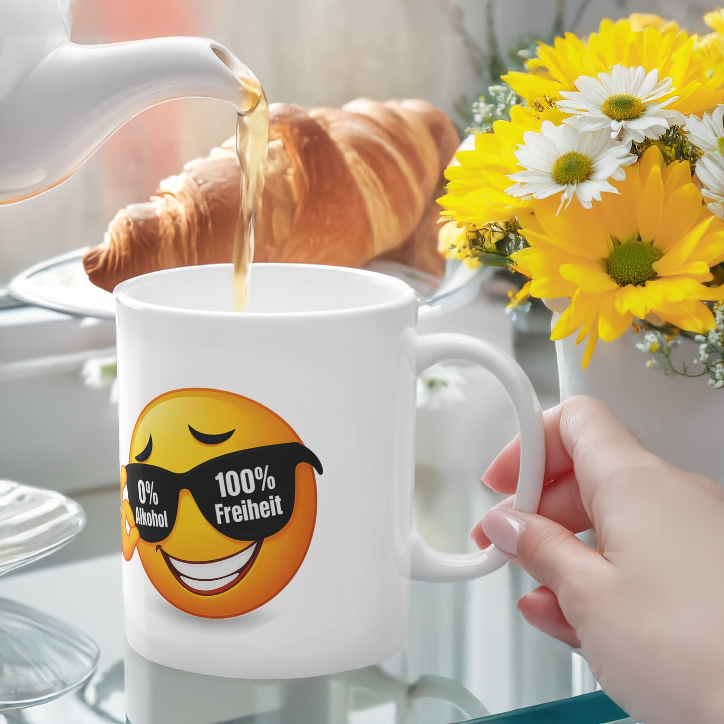 Geschenk Tasse Freiheit und Selbstbestimmung – 0 % Alkohol Statement | Keramiktasse mutig leben | Prostlos Glücklich® Tasse | Motivation