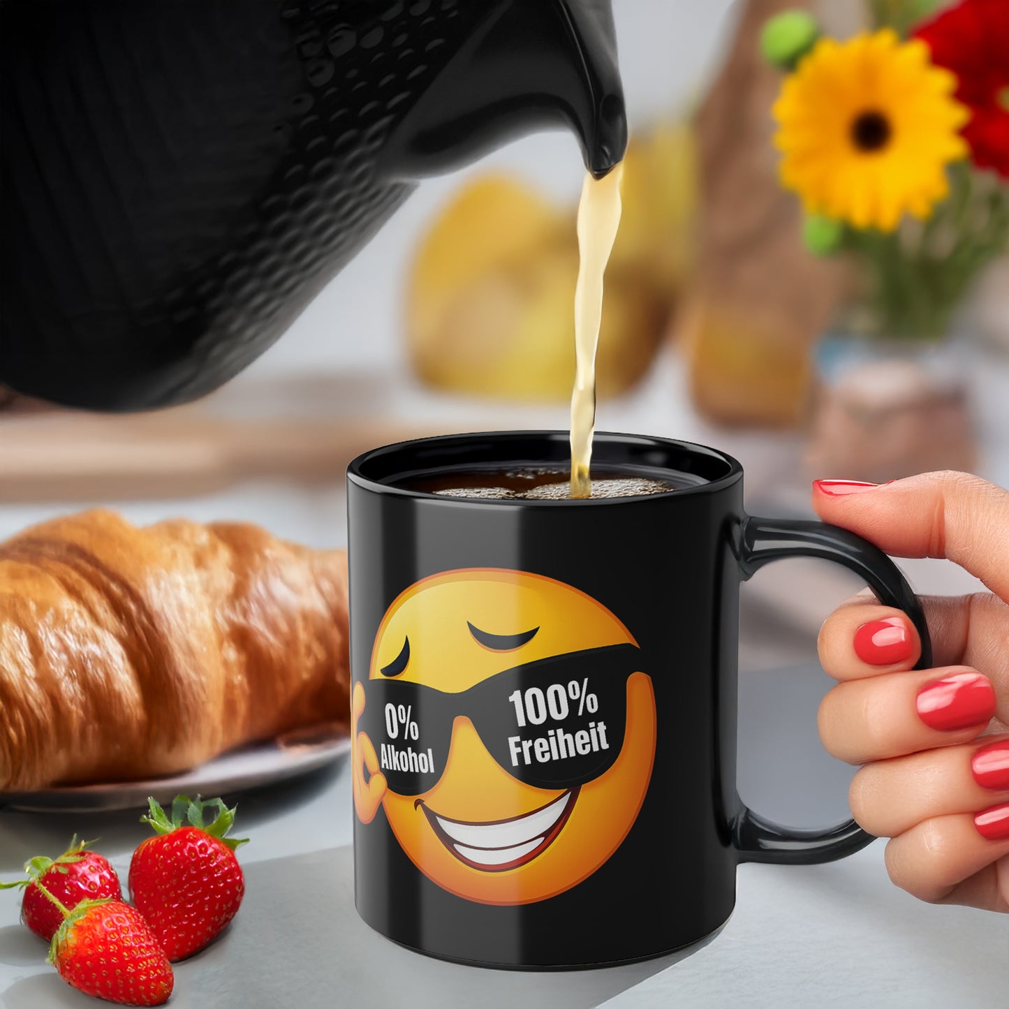 Geschenk Tasse Freiheit und Selbstbestimmung – 0 % Alkohol Statement | Keramiktasse mutig leben | Prostlos Glücklich® Tasse | Motivation