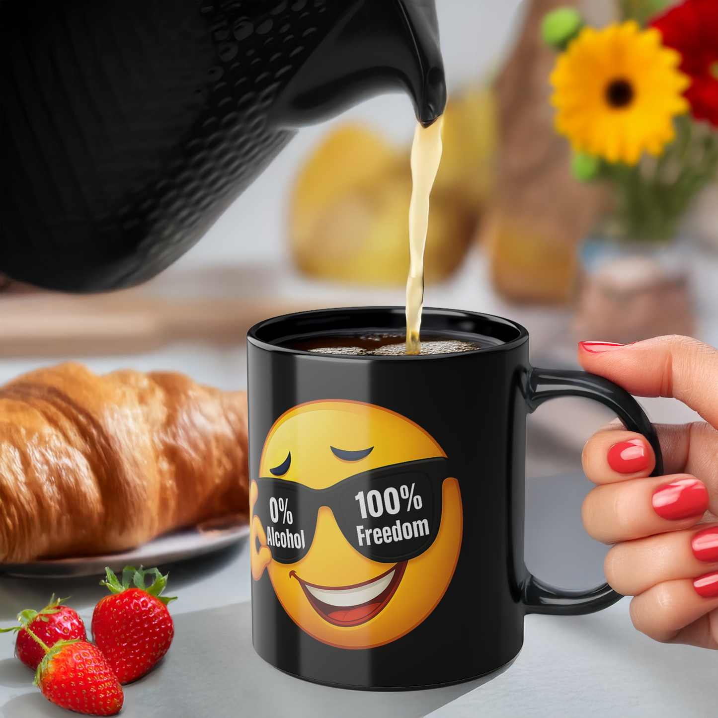 0 % Alcohol – 100 Prozent Freedom | Tasse für Mut & Selbstbestimmung | Prostlos Glücklich Geschenk für echte Freiheit