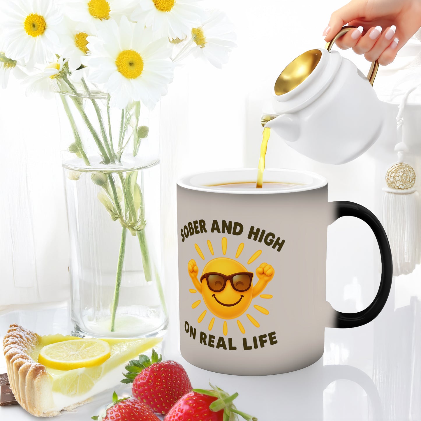 Sober and high on real Life | Prostlos Glücklich® Tasse für Klarheit, Lebensfreude und bewusstes Erwachen