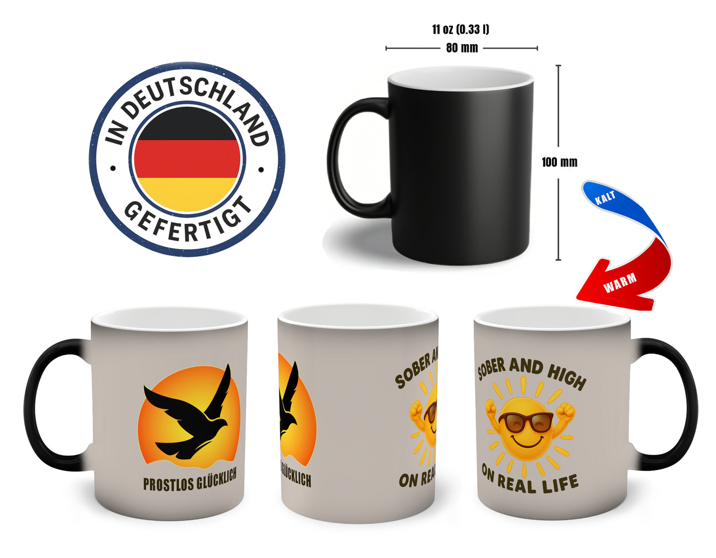 Sober and high on real Life | Prostlos Glücklich® Tasse für Klarheit, Lebensfreude und bewusstes Erwachen