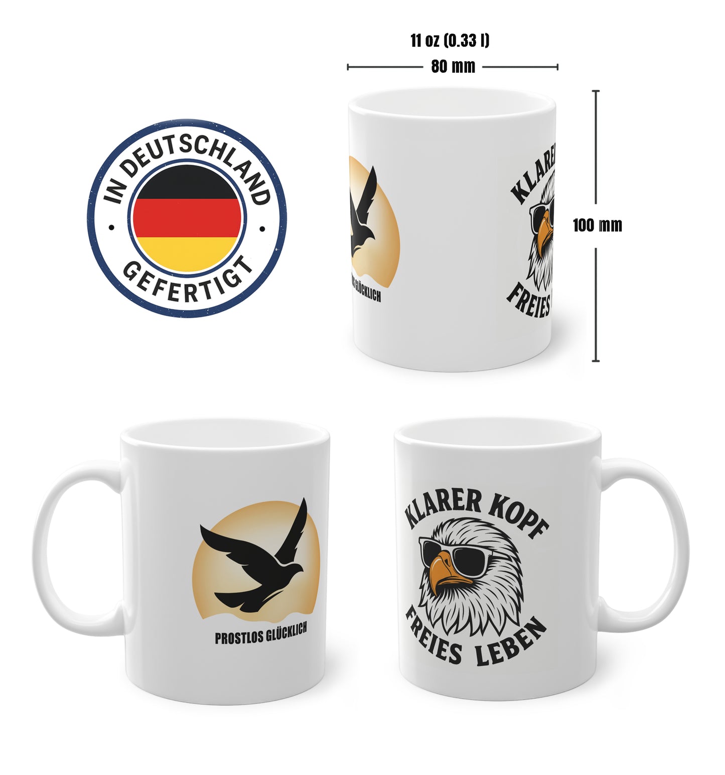 Klarer Kopf, freies Leben | Tasse für Klarheit und Selbstliebe | Prostlos Glücklich Geschenk für Energie & neue Freiheit