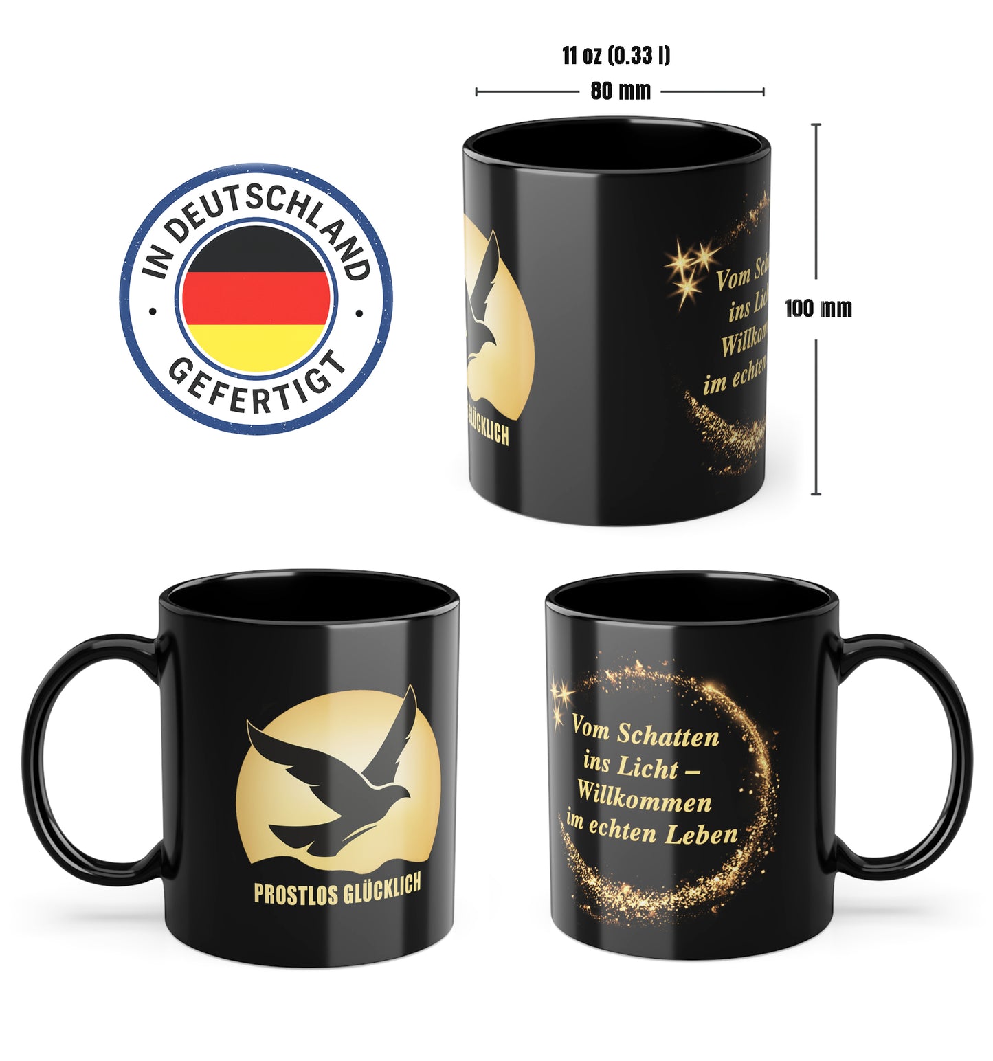 Vom Schatten ins Licht – Tasse für den Neuanfang | Prostlos Glücklich® Geschenk für Klarheit & nüchternes Leben