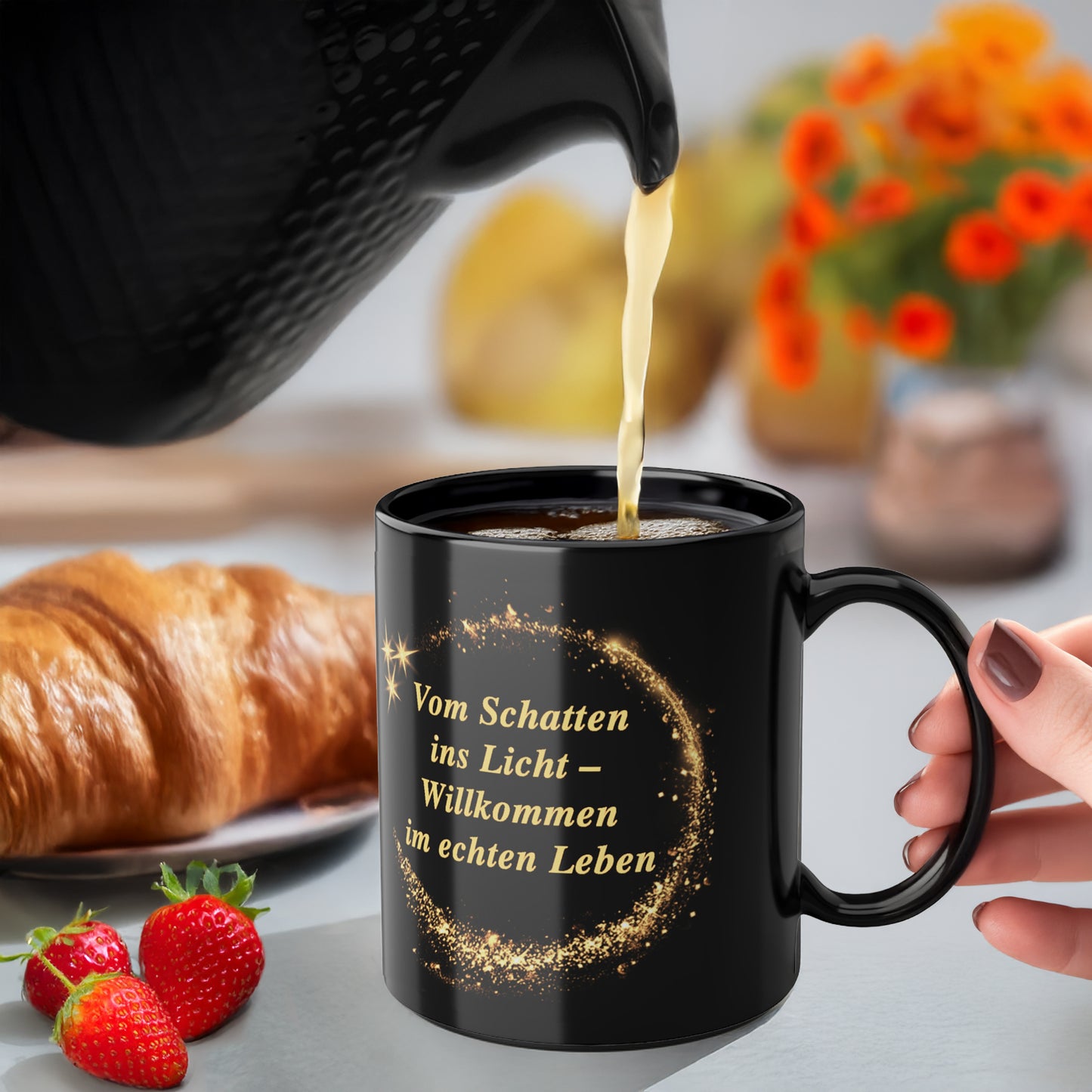 Vom Schatten ins Licht – Tasse für den Neuanfang | Prostlos Glücklich® Geschenk für Klarheit & nüchternes Leben