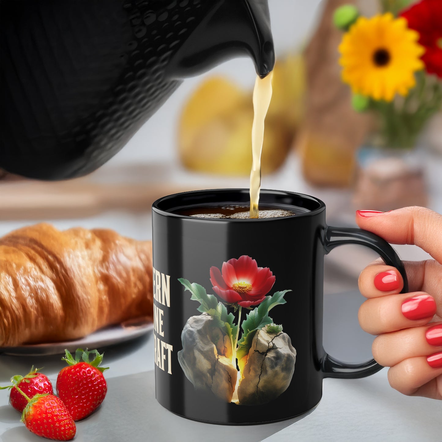 Geschenk Tasse nüchternes Leben – Selbstvertrauen & innere Stärke | Keramiktasse bewusst leben | Prostlos Glücklich® Statement Tasse
