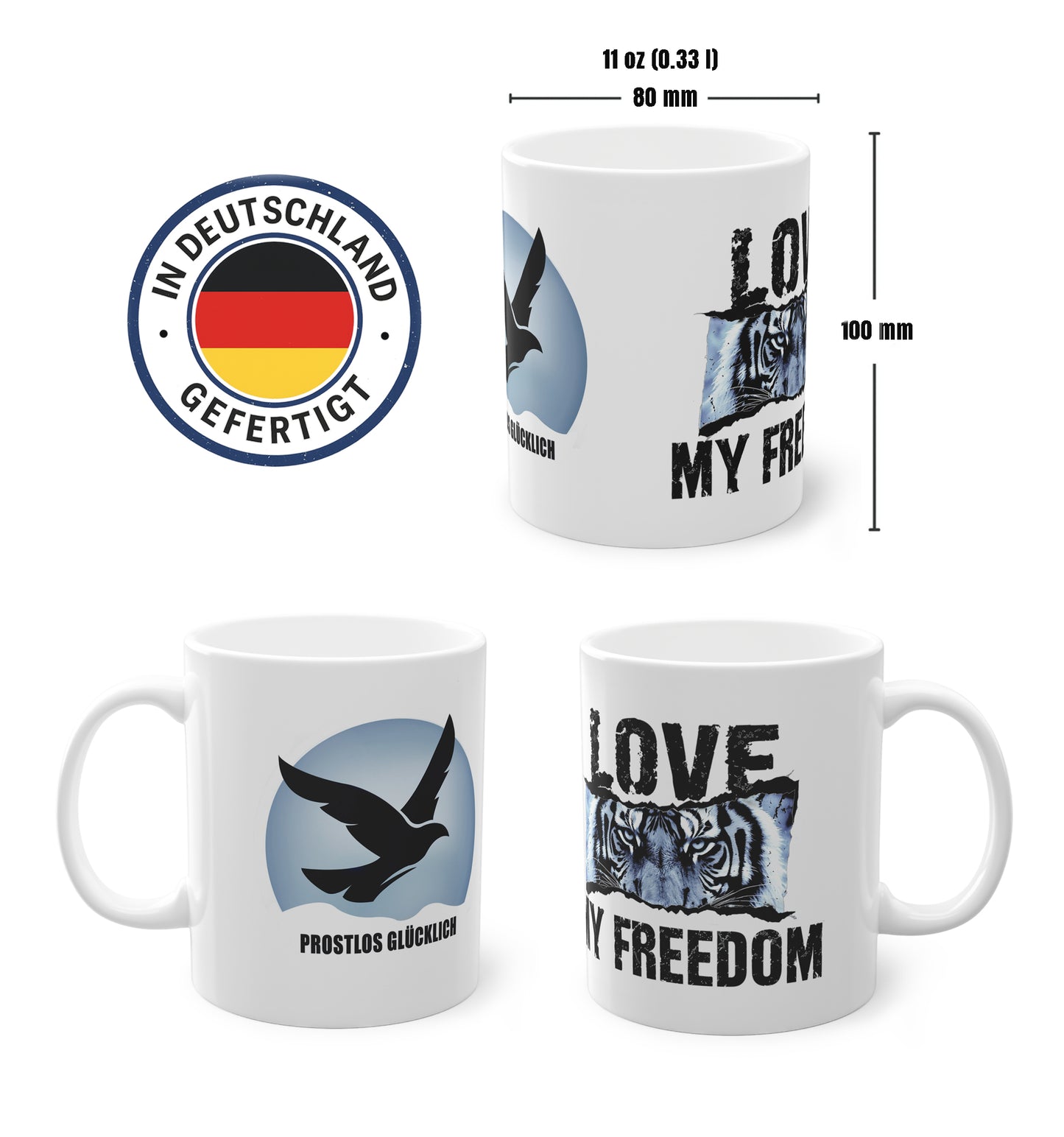 Geschenk Tasse Selbstachtung & Unabhängigkeit – Love my Freedom Statement | Keramiktasse bewusst leben | Prostlos Glücklich® Inspiration