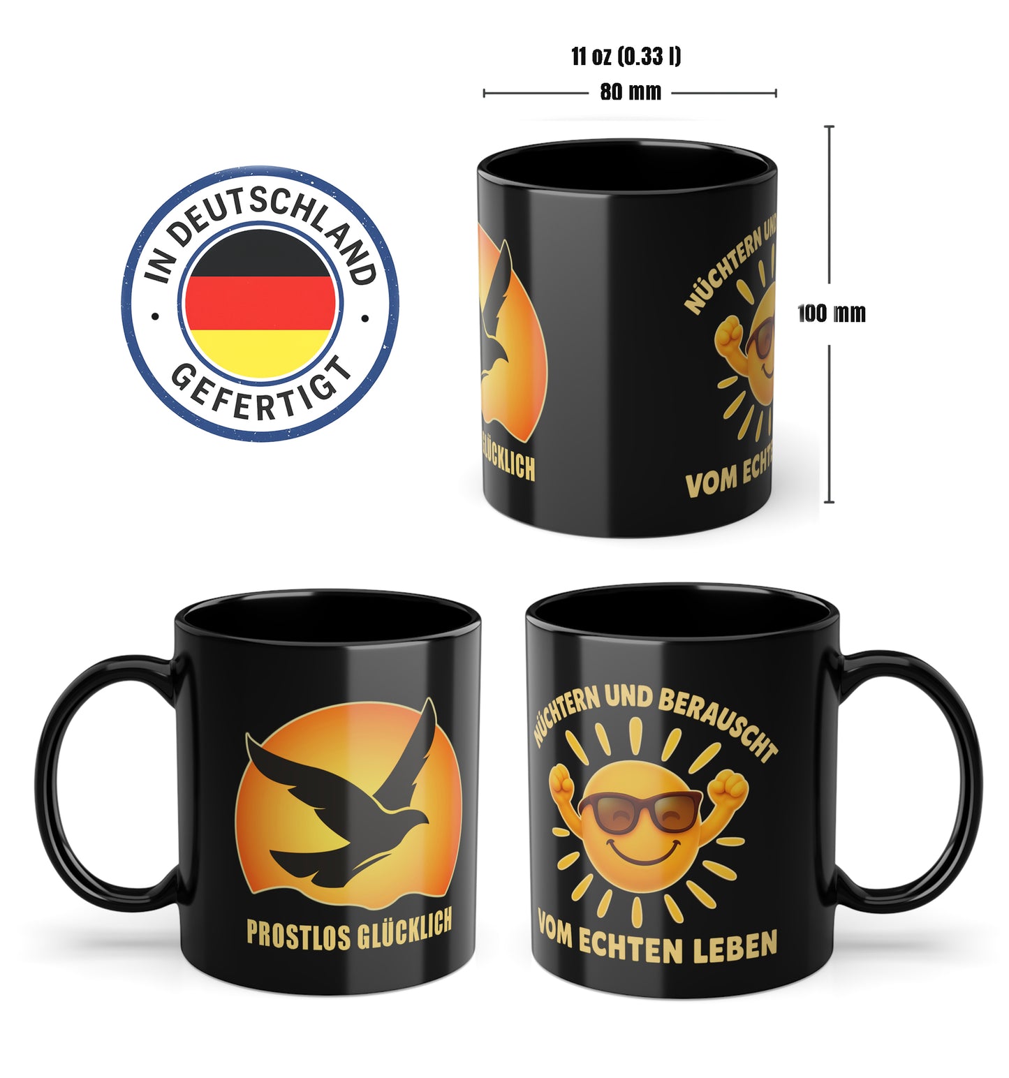 Geschenk Tasse nüchternes Leben – Klarheit & Lebensfreude | Keramiktasse bewusst leben | Prostlos Glücklich® Statement Tasse | Inspiration
